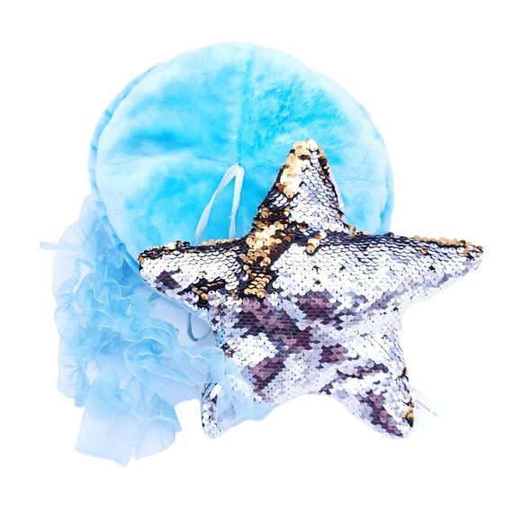 SeaWorld Jellyfish Plush Hanging Blue plush‎ sparkle dotted shimmering - Picture 1 of 9